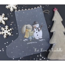 Botte de Noël lapin et bonhomme - Le lin d'Isabelle