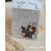 Mini Stars green, red and ivory TE6B - The Bee Company
