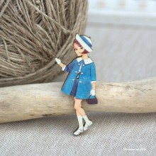 Fillette manteau bleu VI-14- Atelier Bonheur du Jour