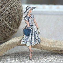 Lady in black polka dot dress VI-10 - Atelier Bonheur du Jour