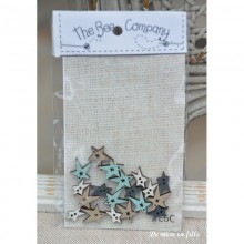 Beige Grey Ivory and Jade Stars TE6C - The Bee Company