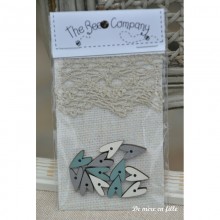 Little Hearts jade, grey and ivory TM13B - The Bee Company