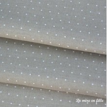 Lin à broder Edinburgh 14 fils - 1399 Mini pois blancs sur fond naturel - Zweigart