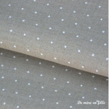 Lin à broder Edinburgh 14 fils - 1399 Mini pois blancs sur fond naturel - Zweigart