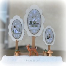 Pack de fils "Trio d'arbres d'hiver - Fleurs de lin"