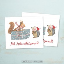 Embroidered label Squirrel and hedgehog 35414 - Acufactum