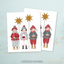 Embroidered label Children and stars 35413 - Acufactum