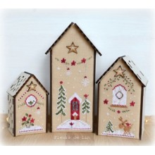Pack de fils "Trio de nichoirs Poinsettias - Fleurs de lin"