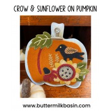 Crow & sunflower on pumpkin - Buttermilk Basin