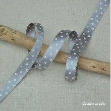 Ruban pois gris clair 15 mm - 18827/031