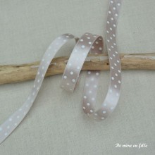 Polka dot ribbon light beige 15 mm - 18827/044