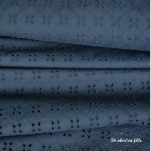 Tissu broderie anglaise marine - 04330/07-3002