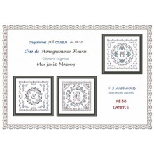 Trio de monogrammes fleuris ME-30 (PDF) - Marjorie Massey - Le Passé Composé