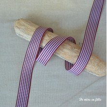 Ruban vichy bordeaux 15 mm - 466/30