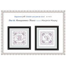 Duo de monogrammes fleuris ME-33 (PDF) - Marjorie Massey - Le Passé Composé